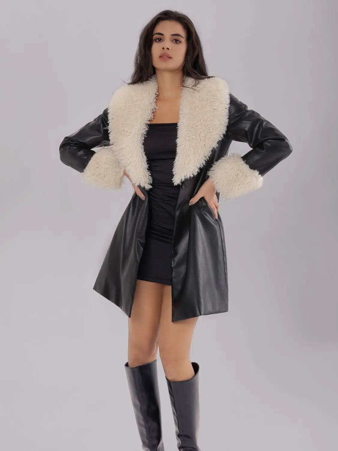Fuzzy Long Sleeve Longline Coat - Velveta Studio