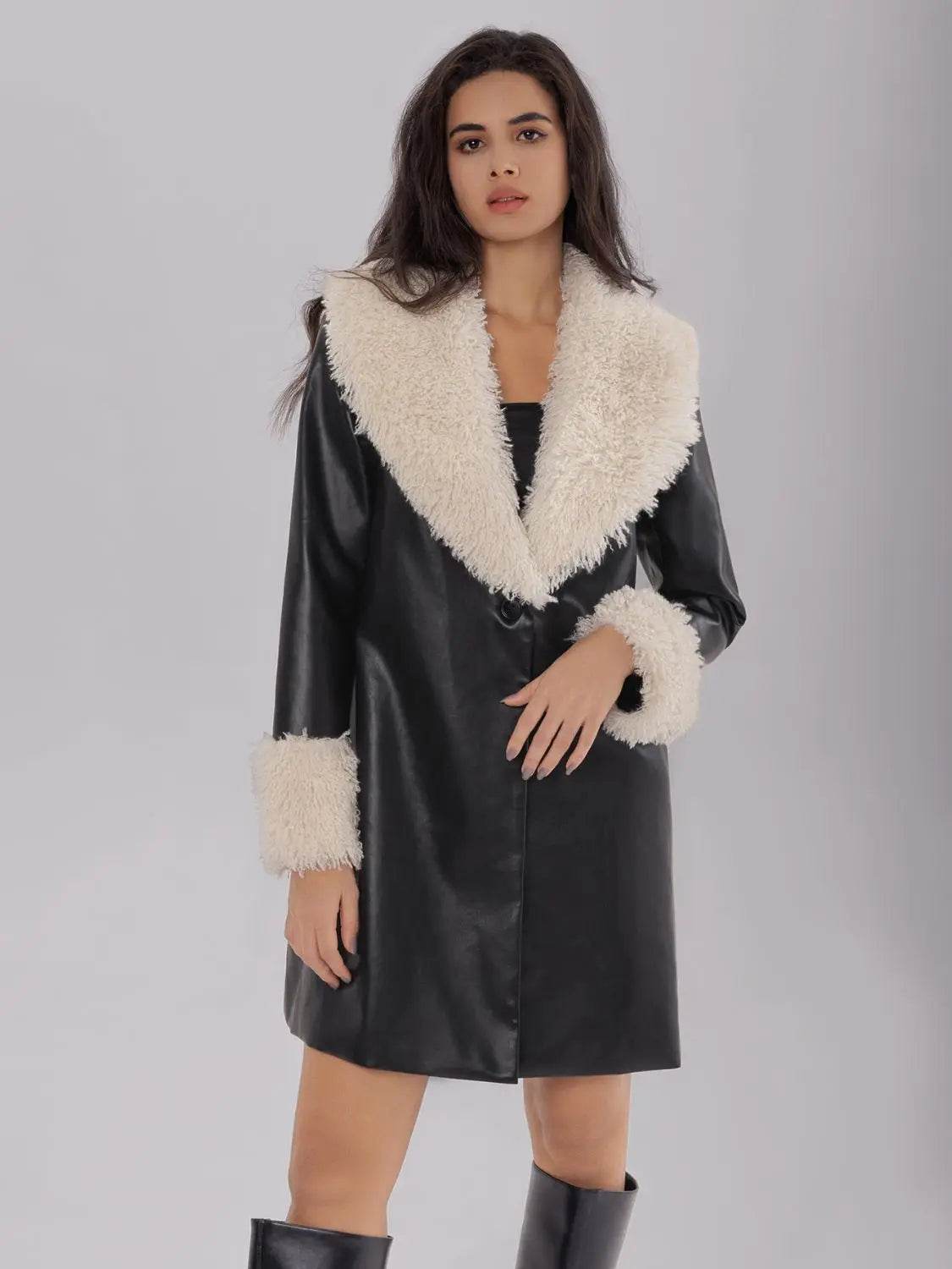 Fuzzy Long Sleeve Longline Coat - Velveta Studio