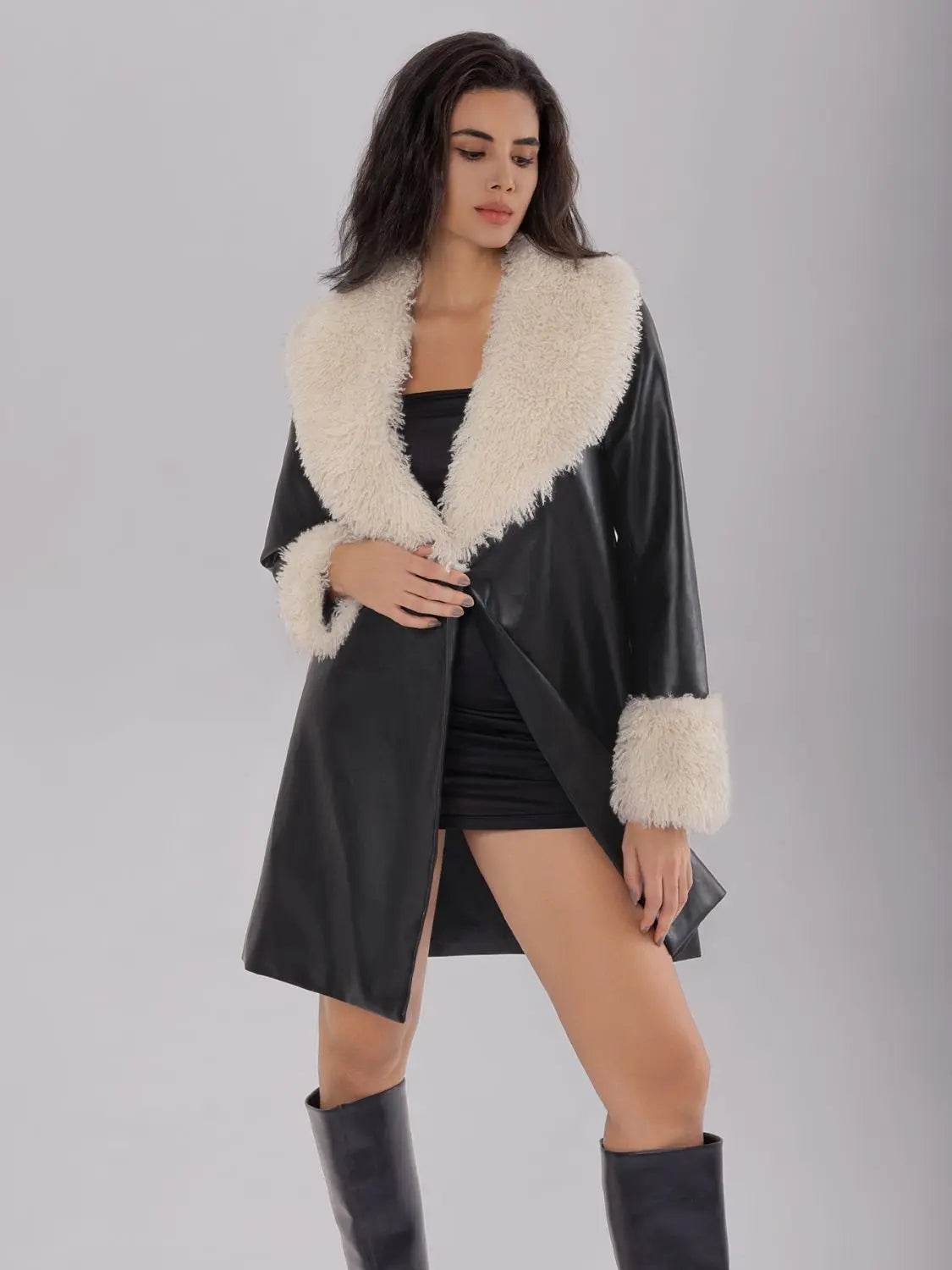 Fuzzy Long Sleeve Longline Coat - Velveta Studio