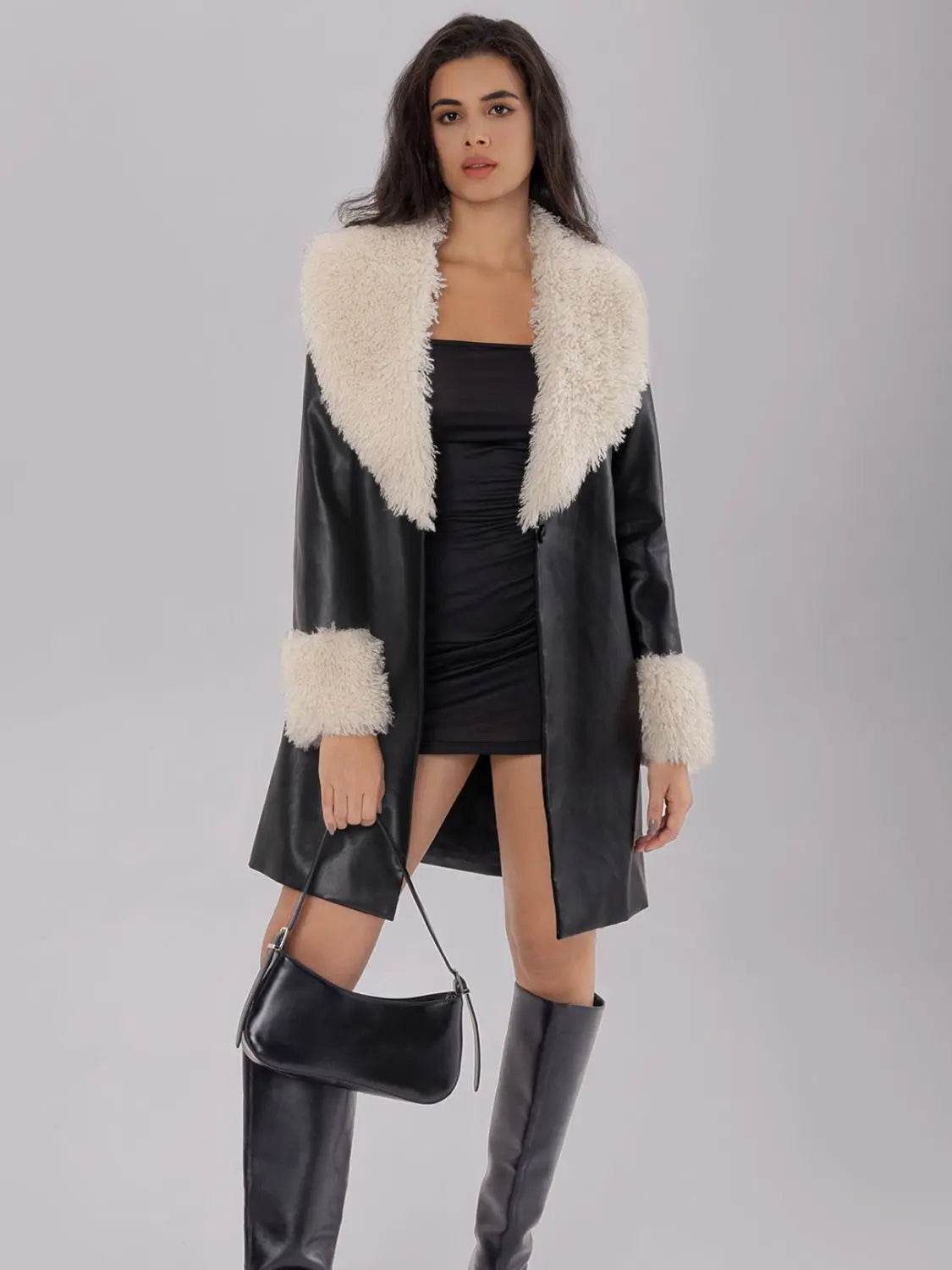Fuzzy Long Sleeve Longline Coat - Velveta Studio