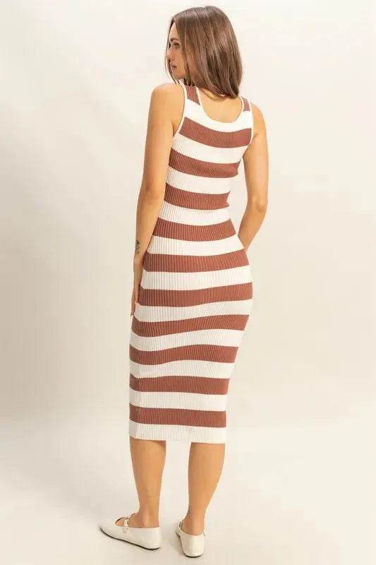 HYFVE Striped Scoop Neck Wide Strap Knit Dress - Velveta Studio