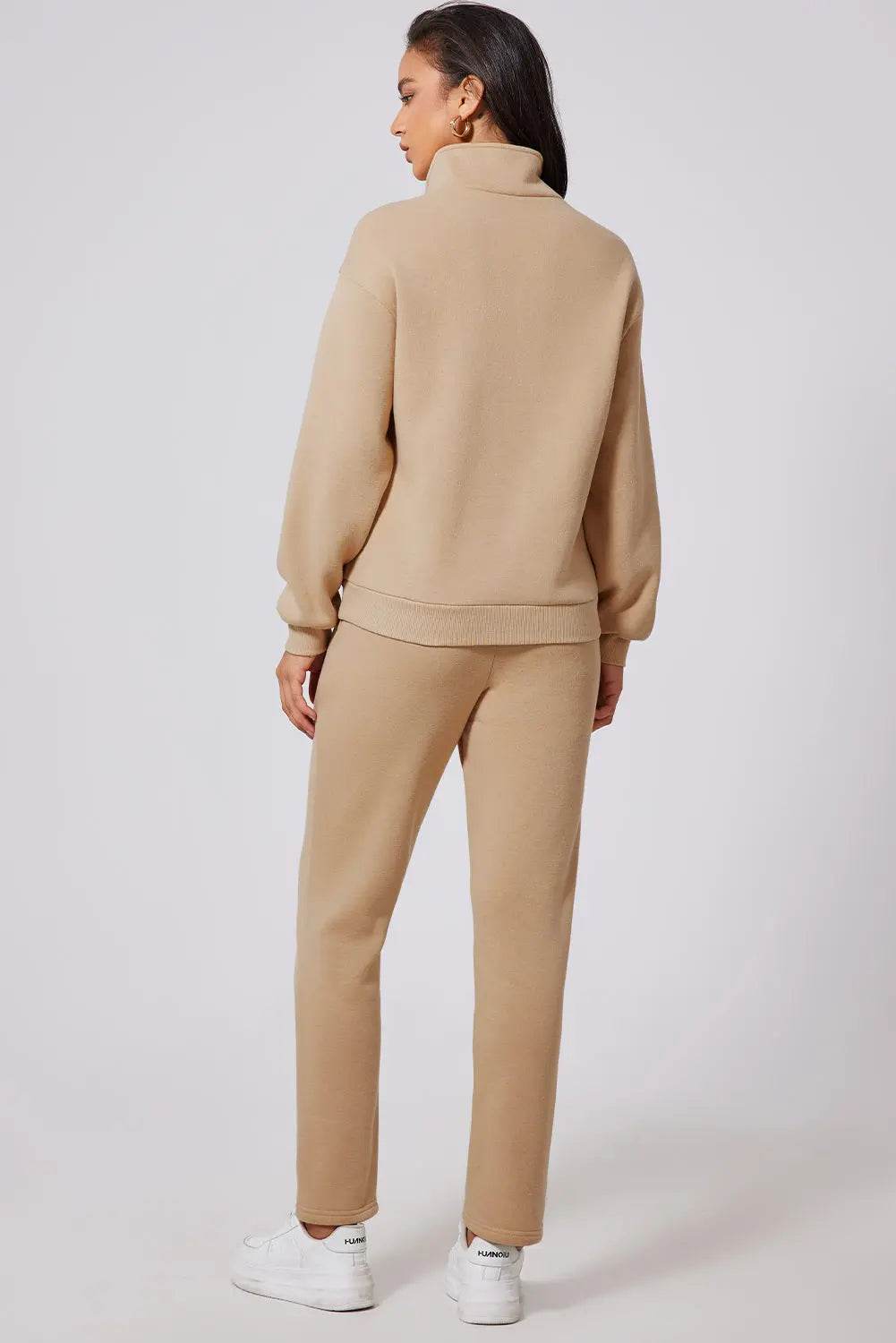 Half Snap Turtleneck Top and Pants Active Set - Velveta Studio
