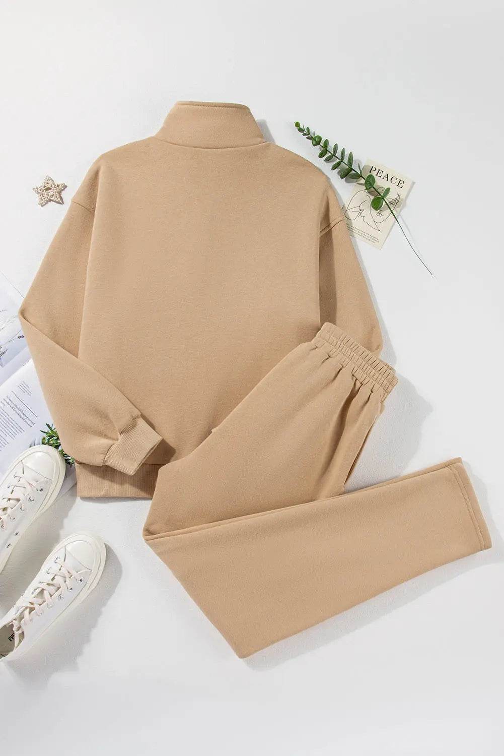Half Snap Turtleneck Top and Pants Active Set - Velveta Studio