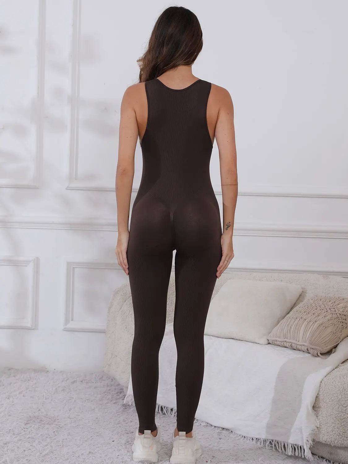 Half Zip Wide Strap Active Jumpsuit - Velveta Studio