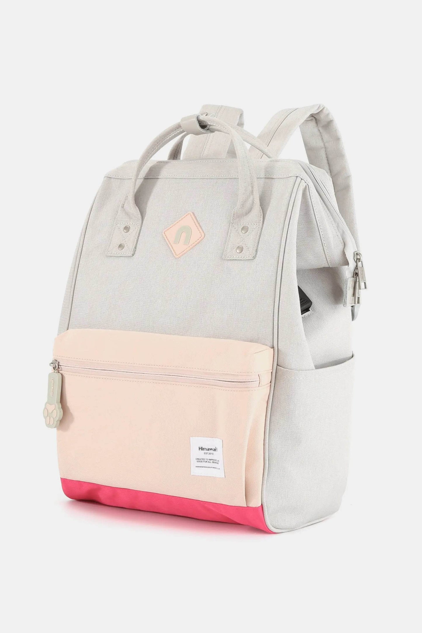 Himawari Contrast Waterproof Backpack Bag with External USB Port - Velveta Studio