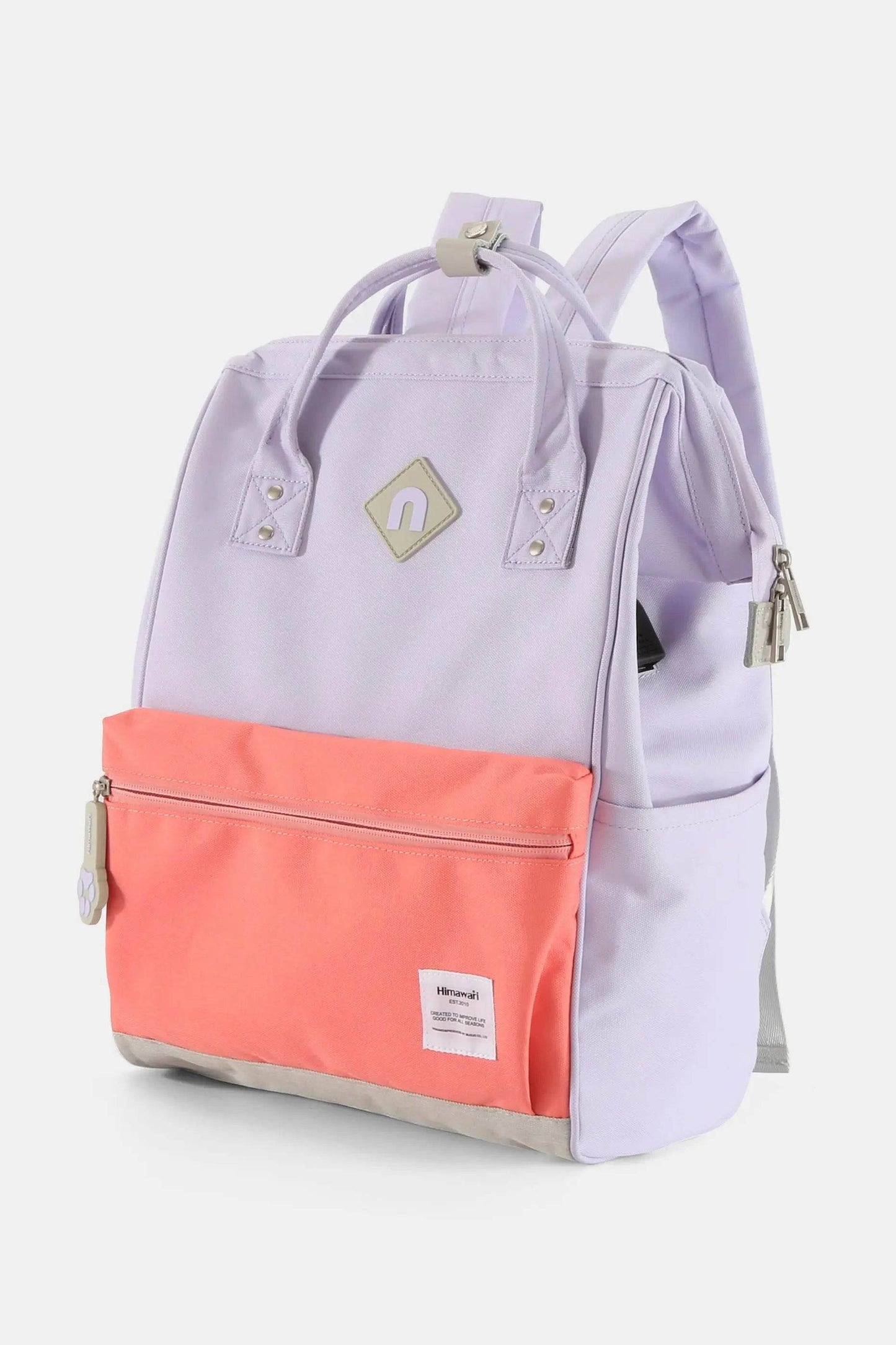 Himawari Contrast Waterproof Backpack Bag with External USB Port - Velveta Studio