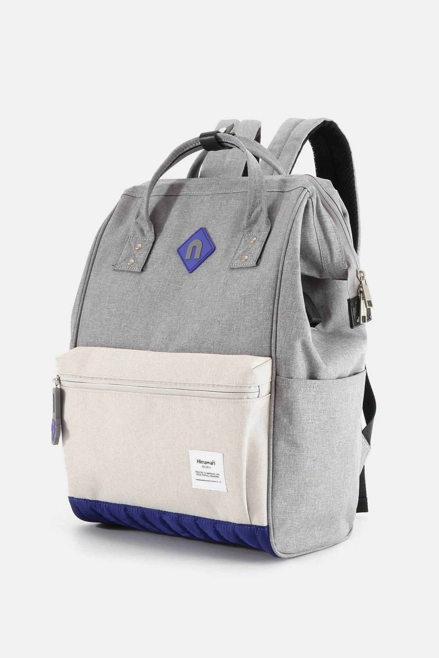 Himawari Contrast Waterproof Backpack Bag with External USB Port - Velveta Studio