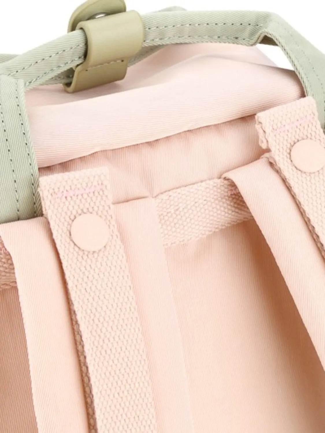 Himawari Contrast Waterproof Canvas Backpack Bag with Round Label - Velveta Studio