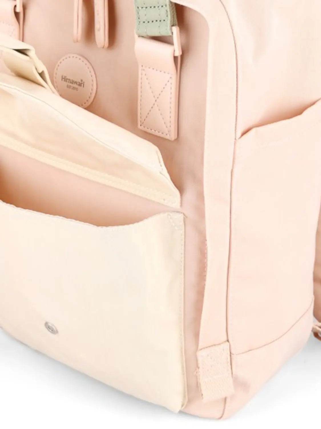 Himawari Contrast Waterproof Canvas Backpack Bag with Round Label - Velveta Studio