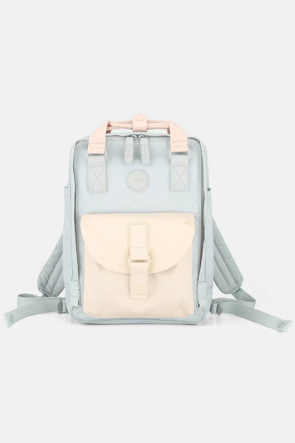 Himawari Contrast Waterproof Canvas Backpack Bag with Round Label - Velveta Studio