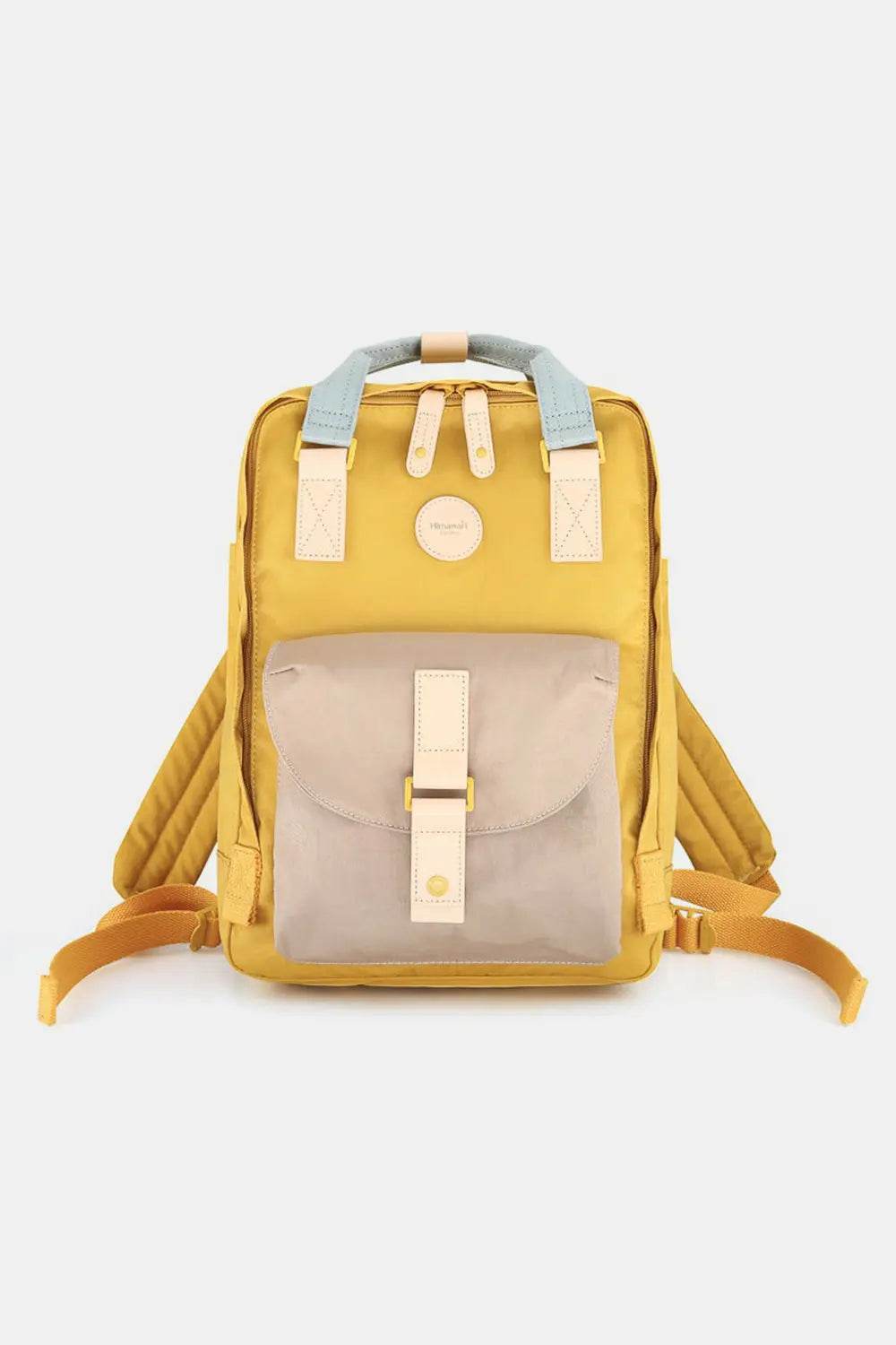 Himawari Contrast Waterproof Canvas Backpack Bag with Round Label - Velveta Studio
