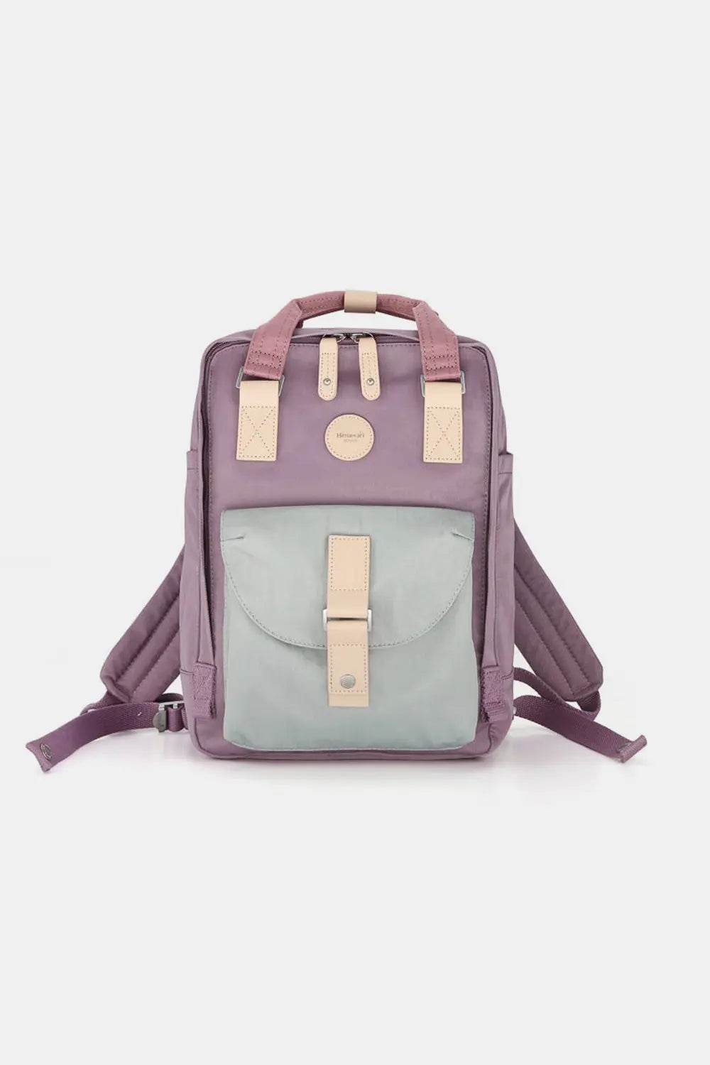 Himawari Contrast Waterproof Canvas Backpack Bag with Round Label - Velveta Studio