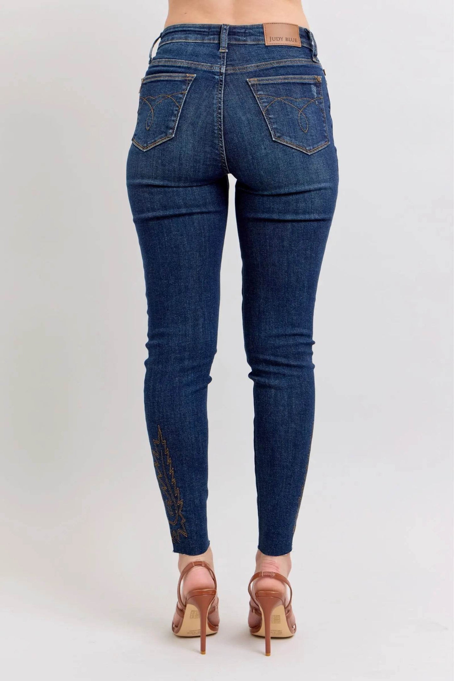 Full Size Embroidered High Rise Skinny Jeans Plus Size - Velveta Studio