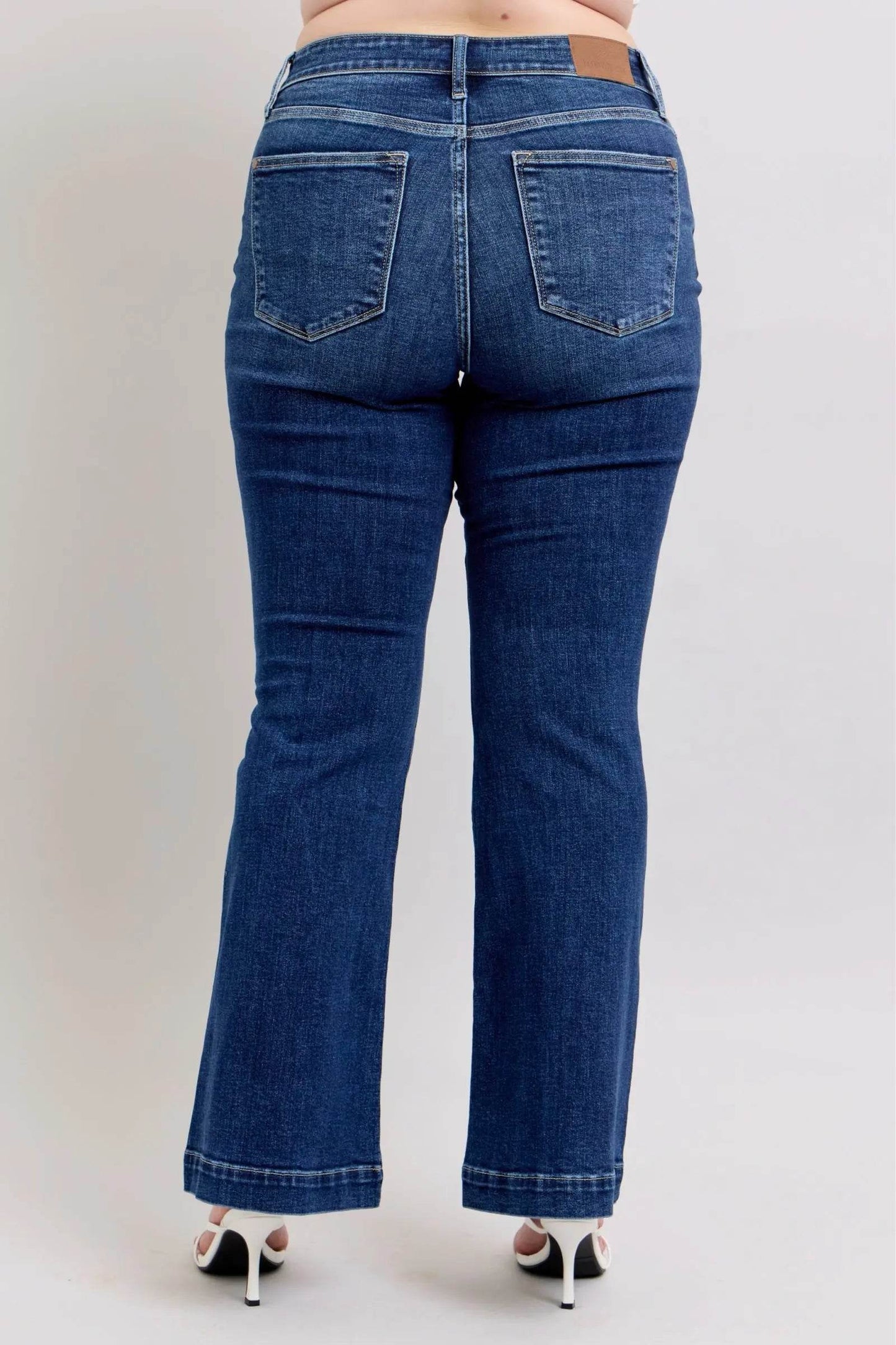 Full Size High Rise Flare Jeans with Pockets Plus Size - Velveta Studio