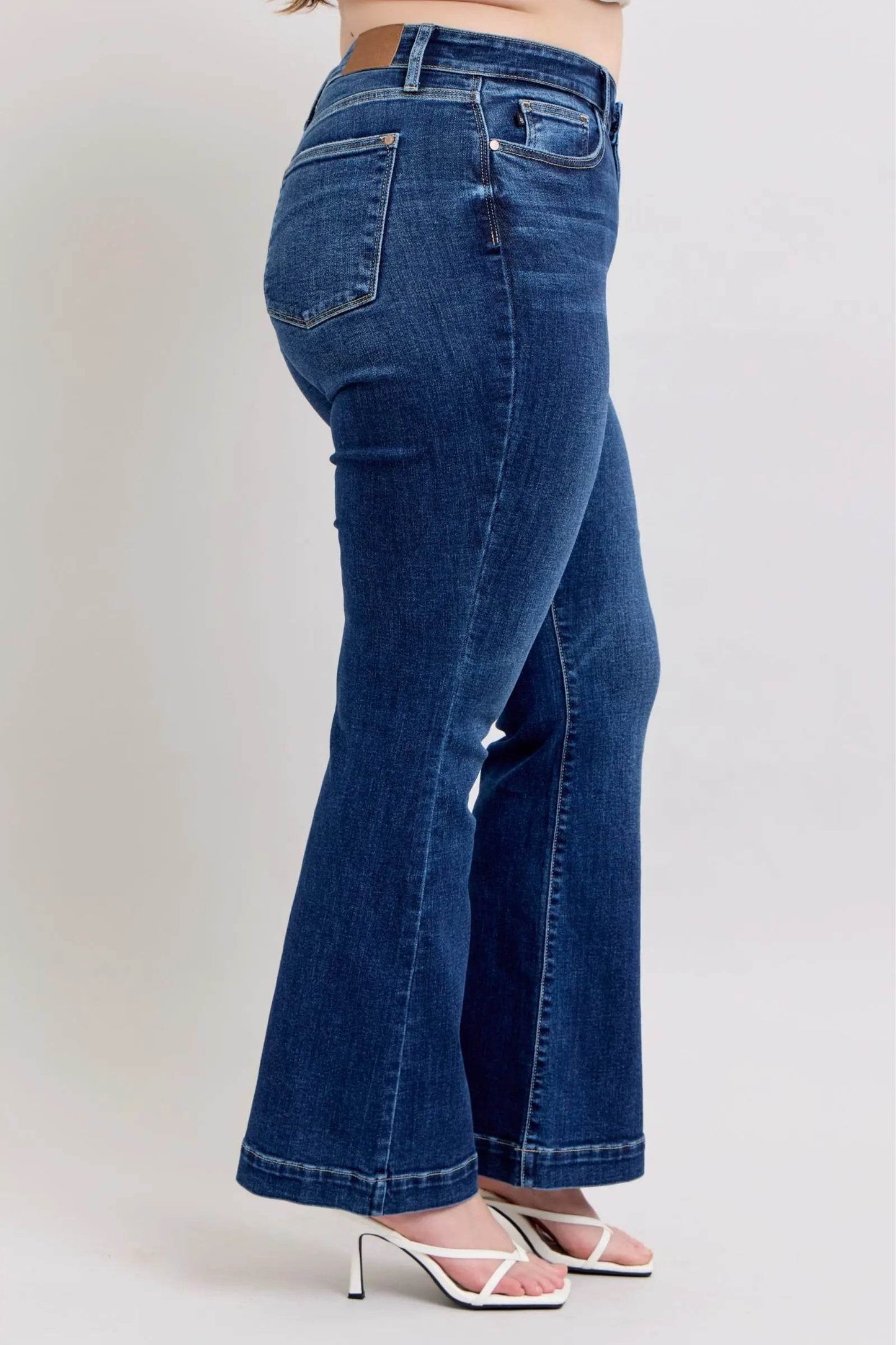Full Size High Rise Flare Jeans with Pockets Plus Size - Velveta Studio