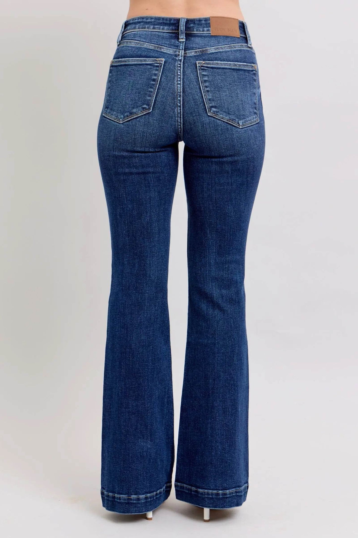 Full Size High Rise Flare Jeans with Pockets Plus Size - Velveta Studio