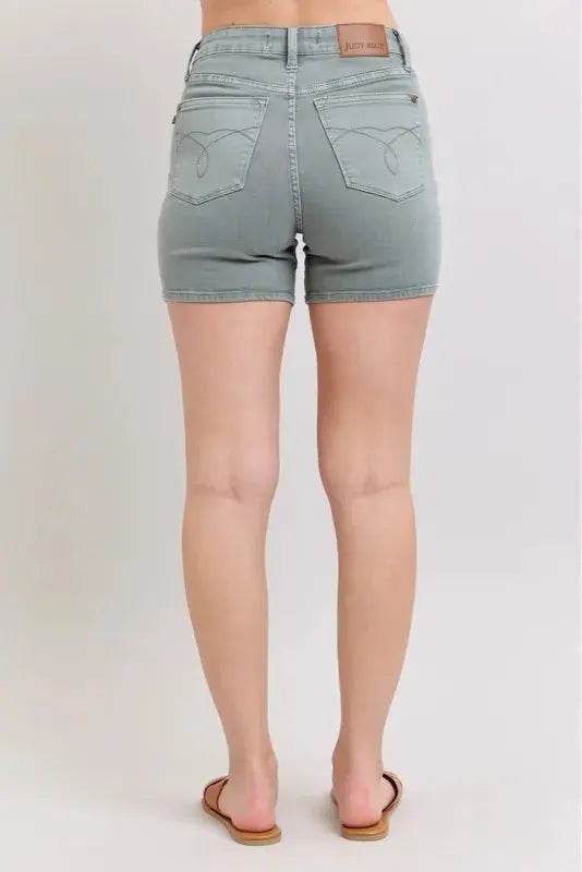 Full Size Hw Garment Dyed & Back Pkt Embroidery Shorts Plus Size - Velveta Studio