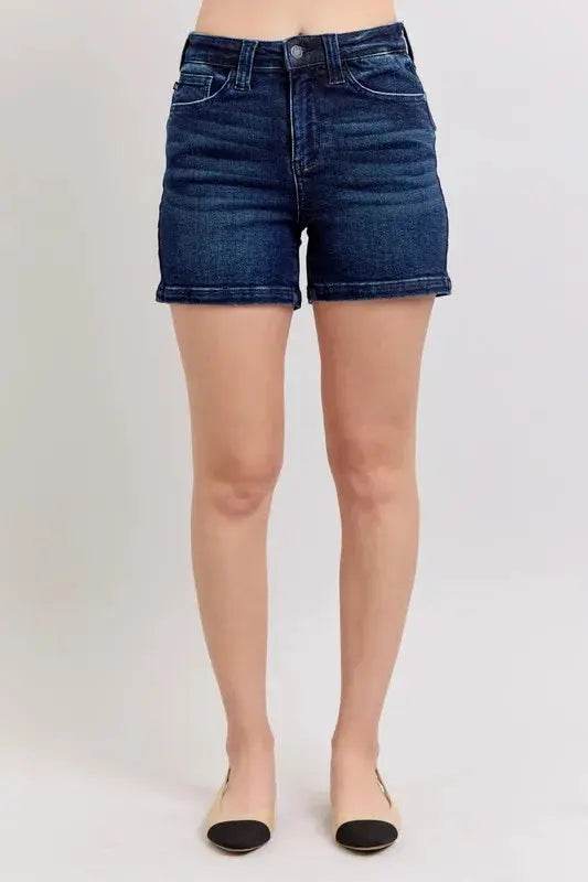 High Waist Back Flap Pocket Denim Shorts - Velveta Studio