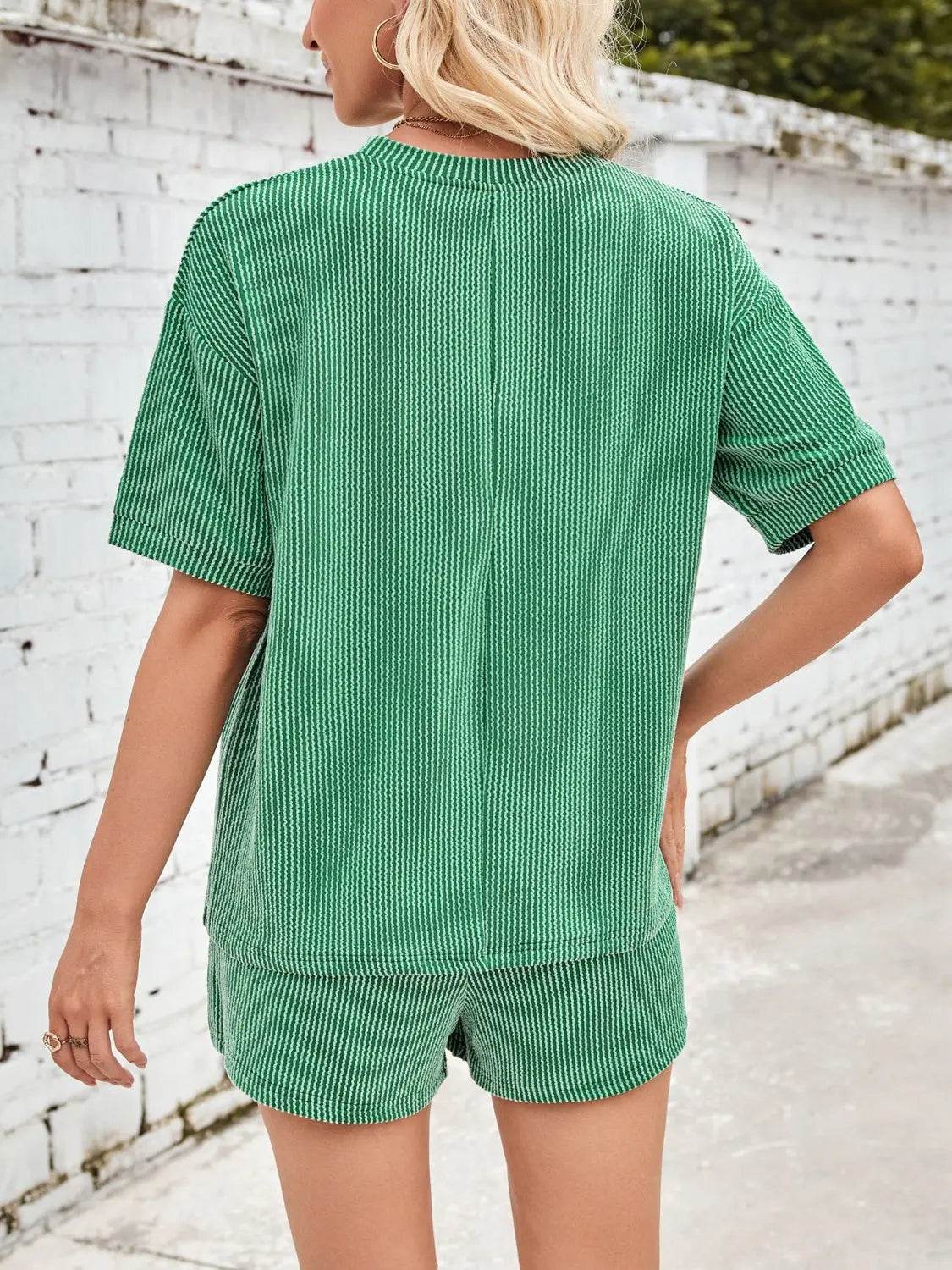 Lovelet Round Neck Half Sleeve Top and Drawstring Shorts Set - Velveta Studio