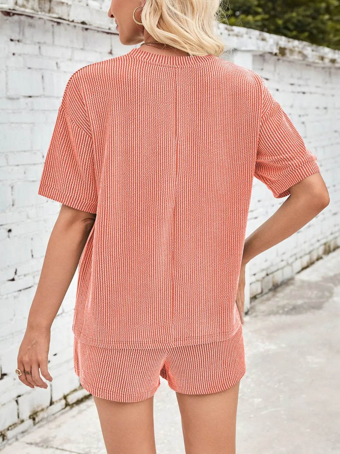 Lovelet Round Neck Half Sleeve Top and Drawstring Shorts Set - Velveta Studio