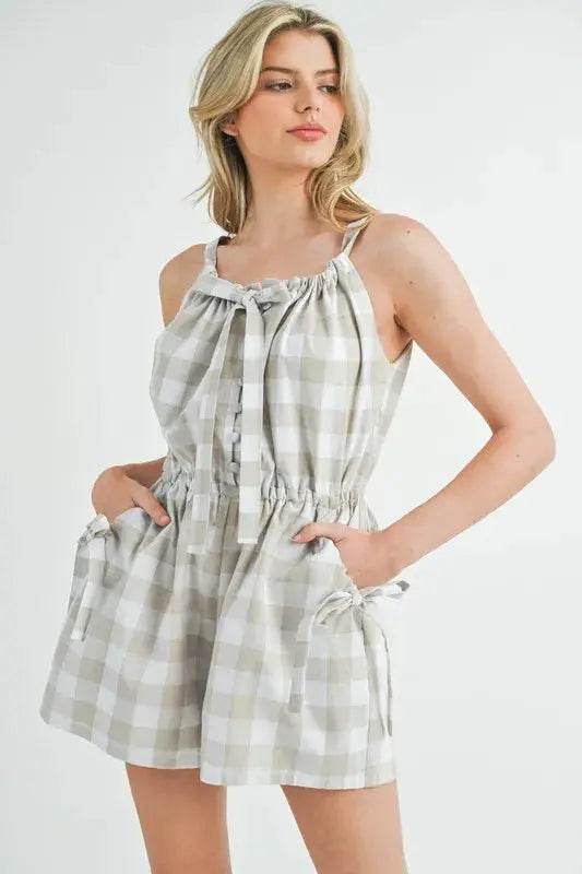 MABLE Plaid Sleeveless Button Down Romper - Velveta Studio