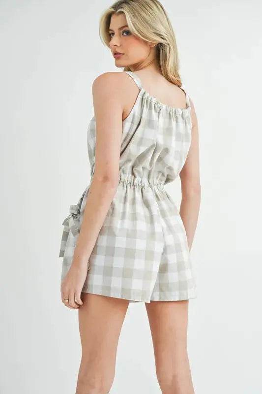 MABLE Plaid Sleeveless Button Down Romper - Velveta Studio