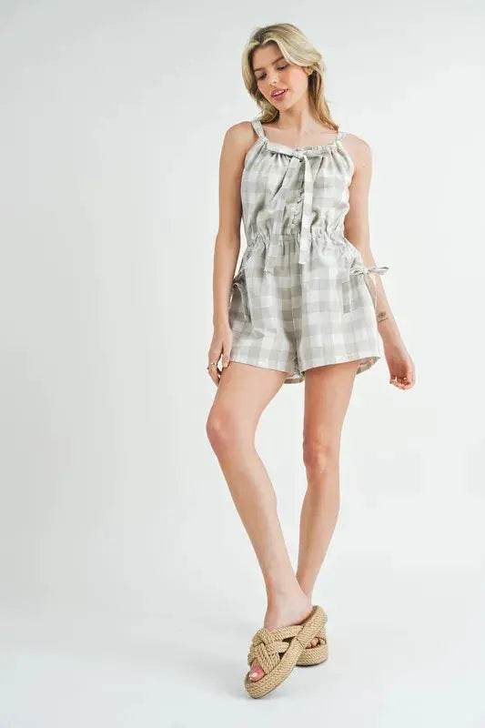 MABLE Plaid Sleeveless Button Down Romper - Velveta Studio