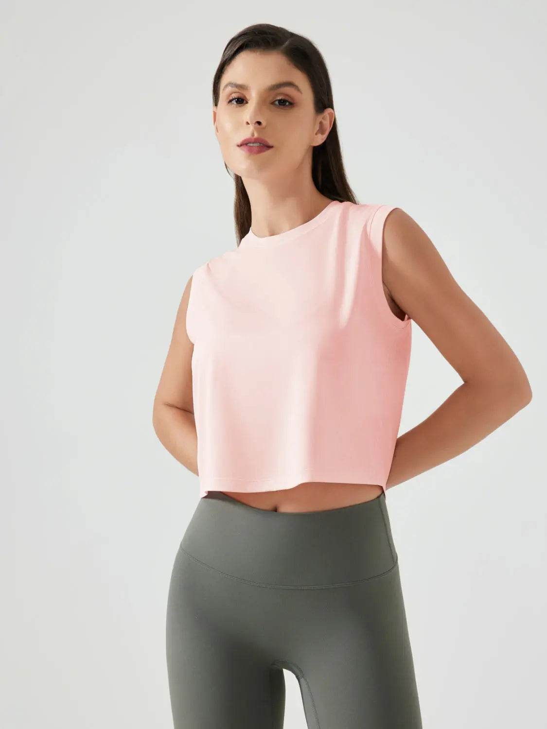 Millennia Round Neck Cropped Active Tank - Velveta Studio