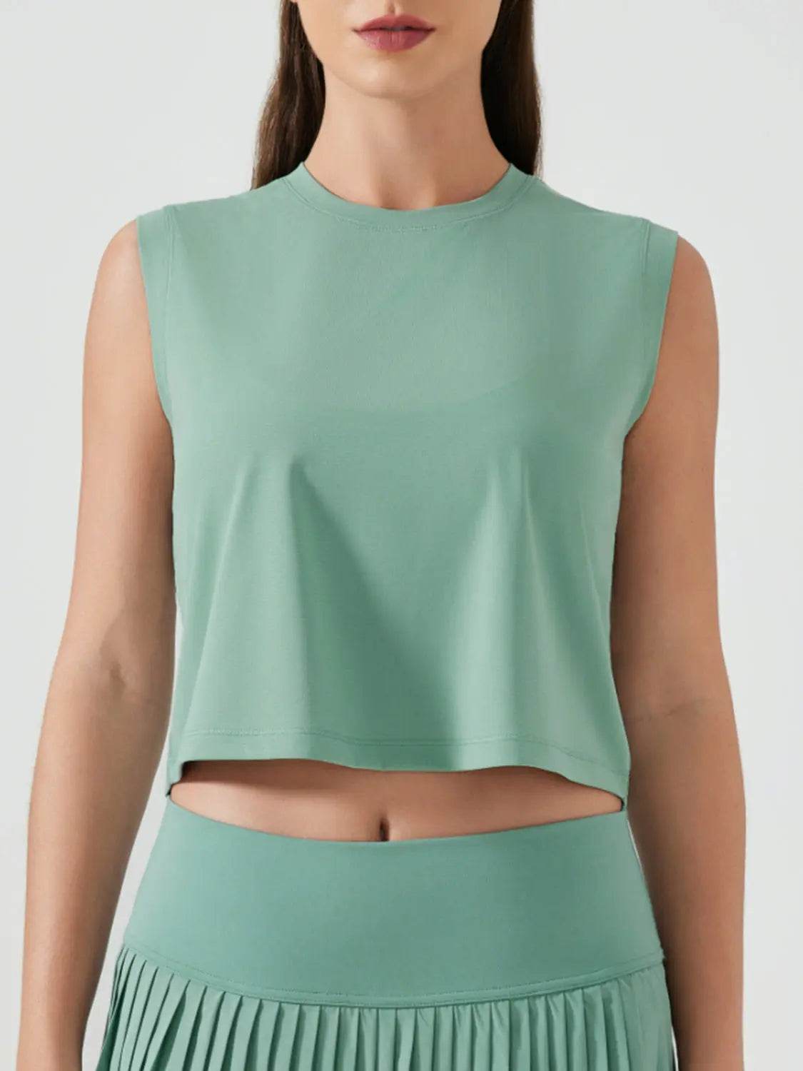 Millennia Round Neck Cropped Active Tank - Velveta Studio