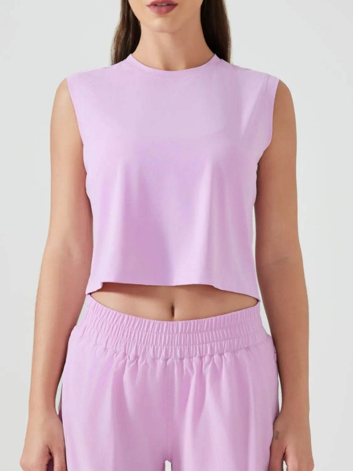 Millennia Round Neck Cropped Active Tank - Velveta Studio