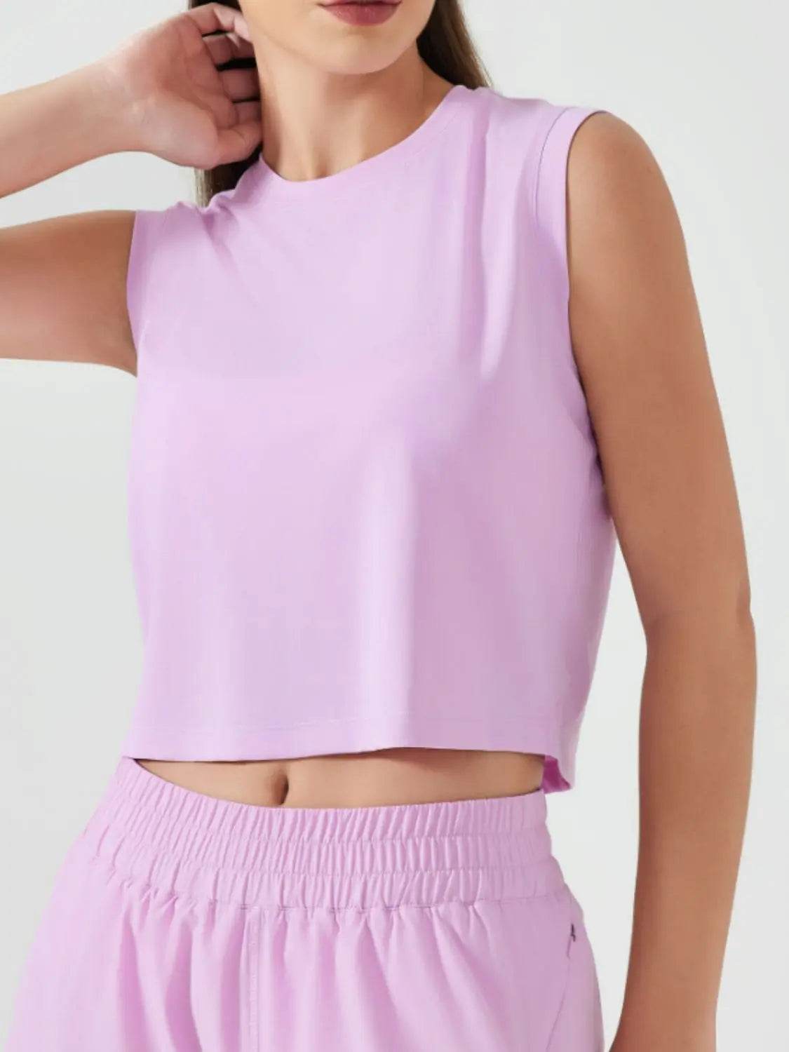 Millennia Round Neck Cropped Active Tank - Velveta Studio