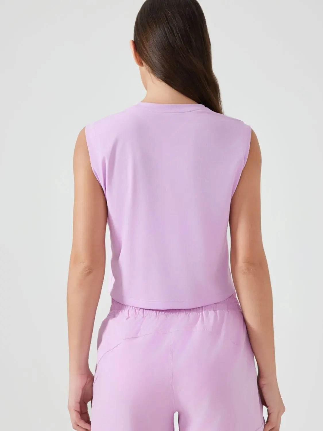 Millennia Round Neck Cropped Active Tank - Velveta Studio
