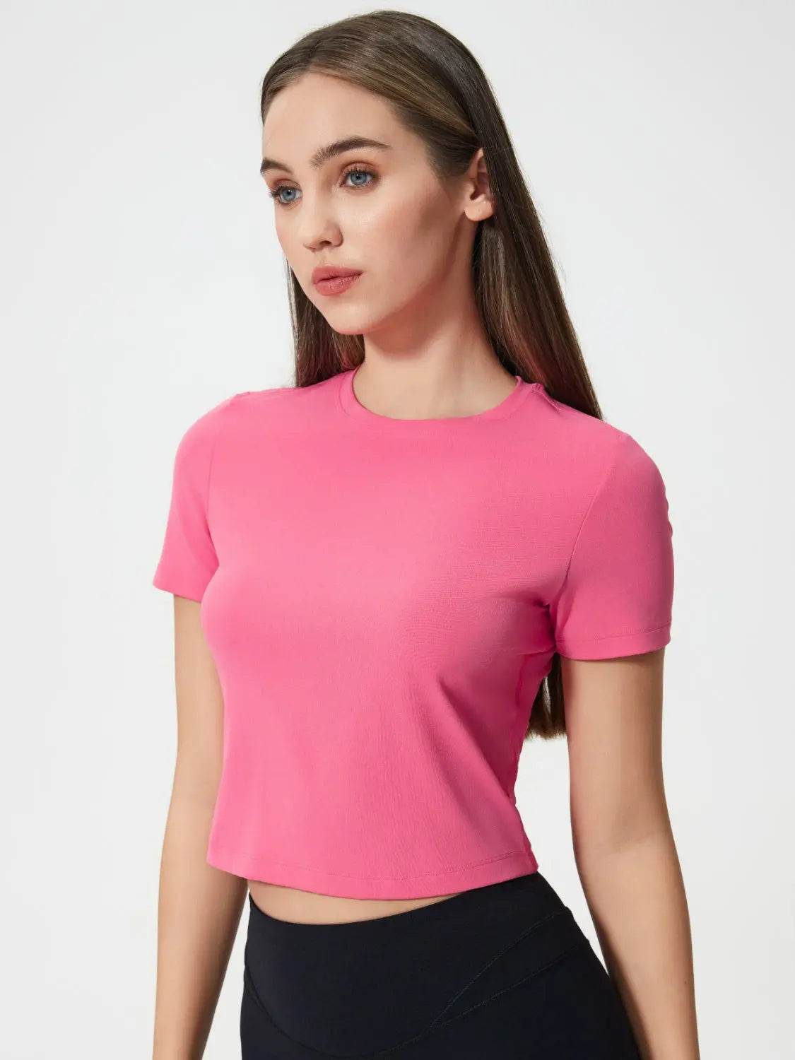 Millennia Round Neck Short Sleeve Active T-Shirt - Velveta Studio
