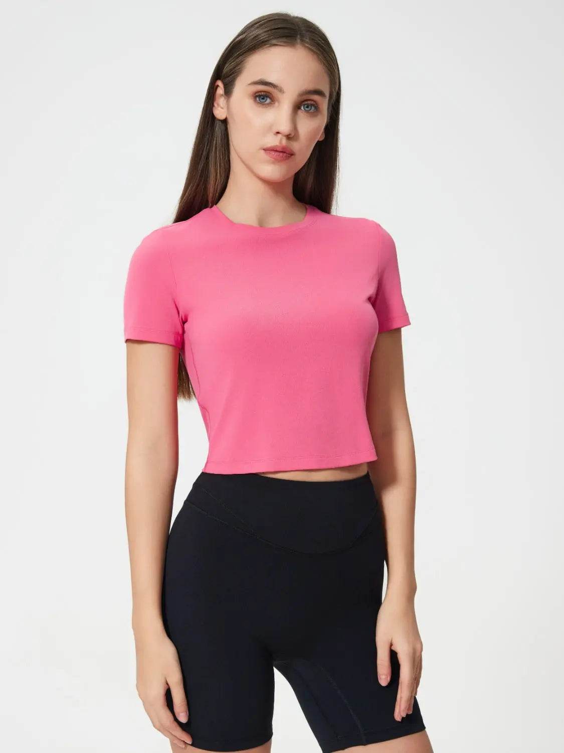 Millennia Round Neck Short Sleeve Active T-Shirt - Velveta Studio