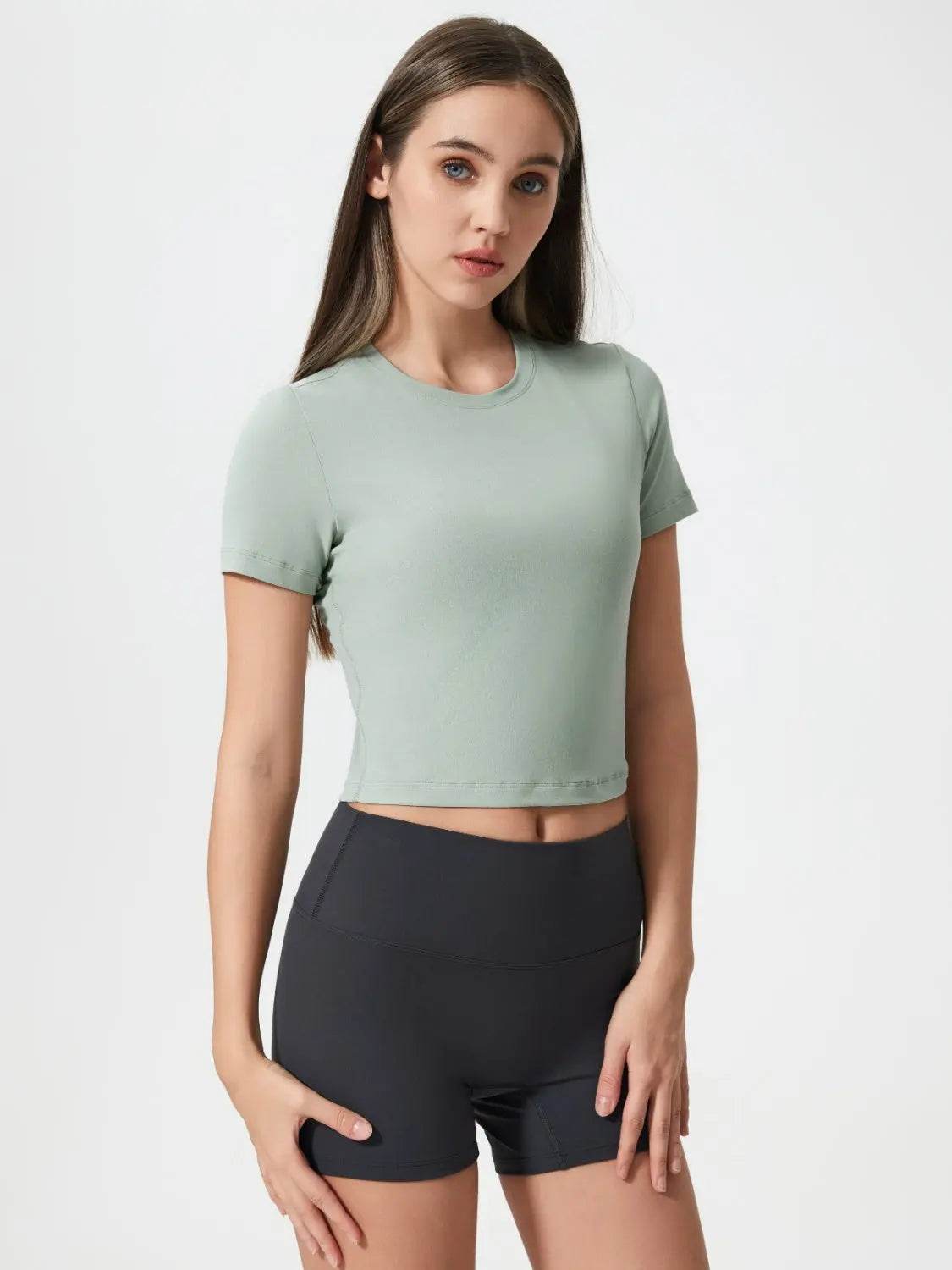 Millennia Round Neck Short Sleeve Active T-Shirt - Velveta Studio