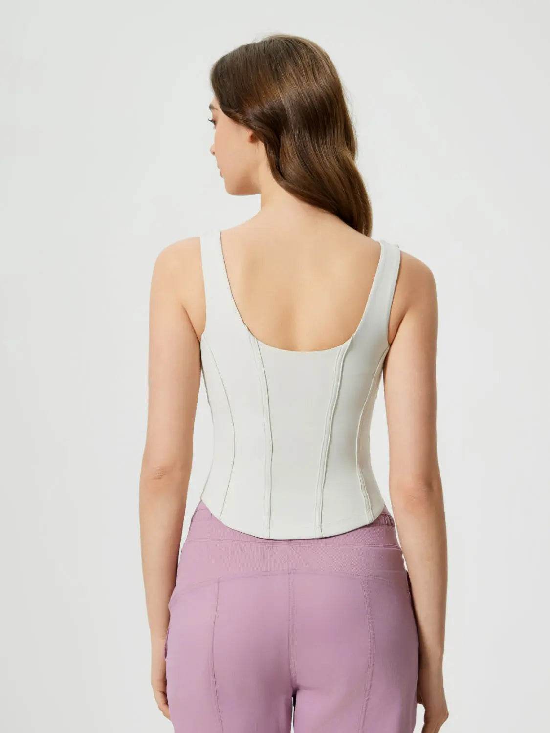 Millennia Round Neck Wide Strap Active Tank with Detachable Chest Pads - Velveta Studio