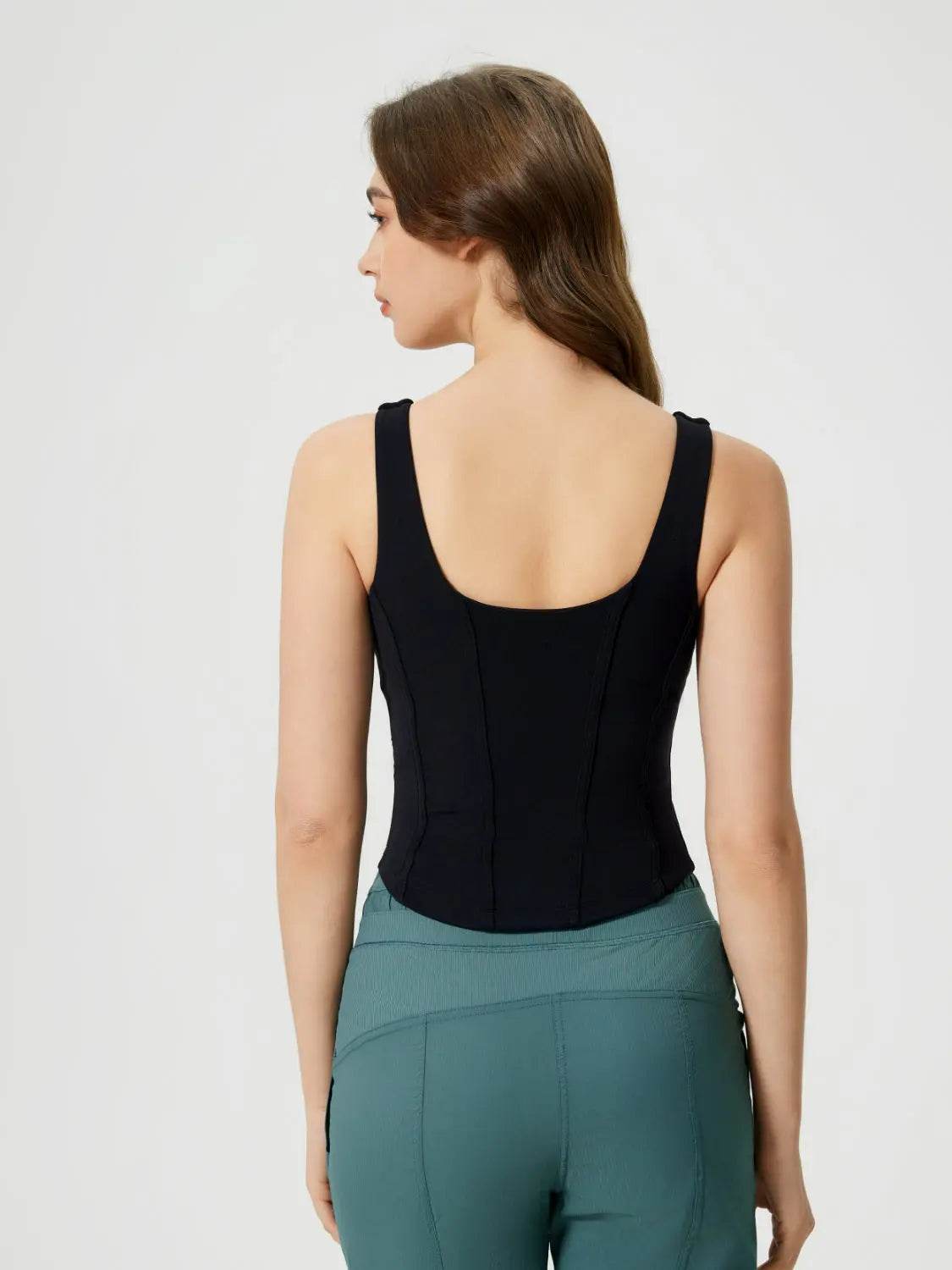 Millennia Round Neck Wide Strap Active Tank with Detachable Chest Pads - Velveta Studio