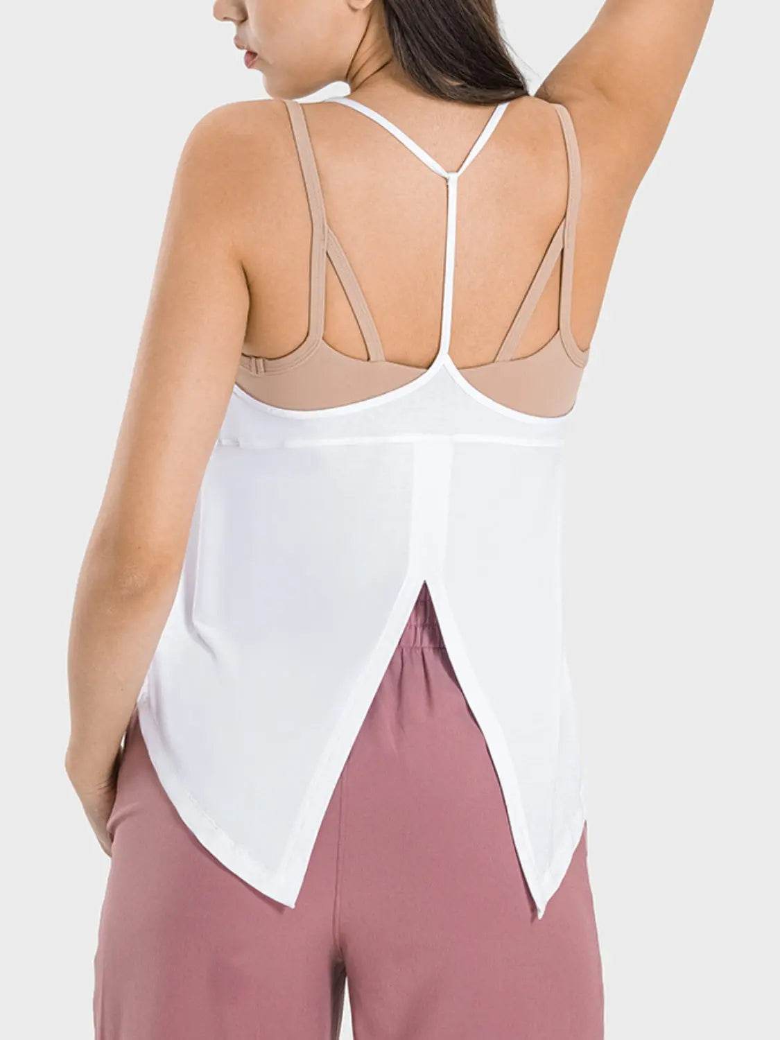 Millennia Slit Spaghetti Strap Scoop Neck Active Cami - Velveta Studio