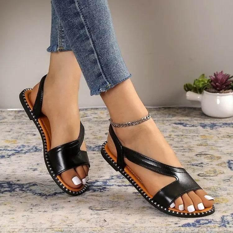 Open Toe Flats Sandals - Velveta Studio