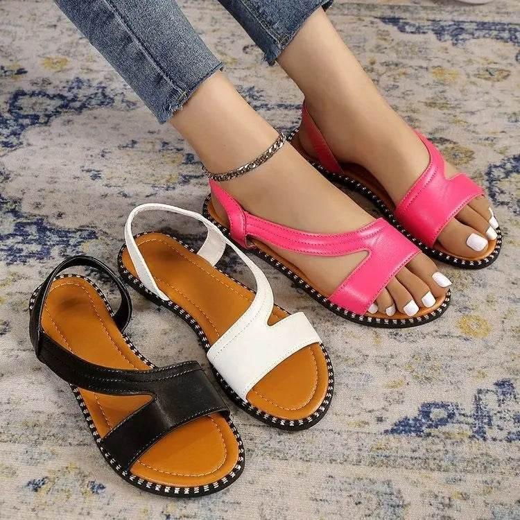 Open Toe Flats Sandals - Velveta Studio