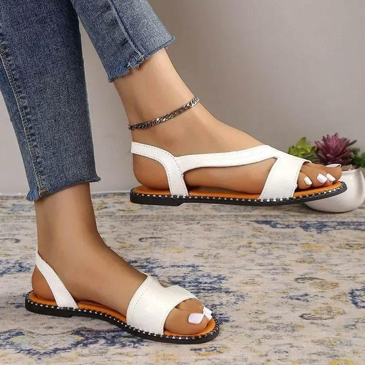 Open Toe Flats Sandals - Velveta Studio