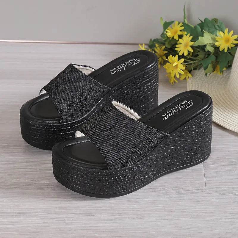 Open Toe Mid Heel Wedge Sandals - Velveta Studio