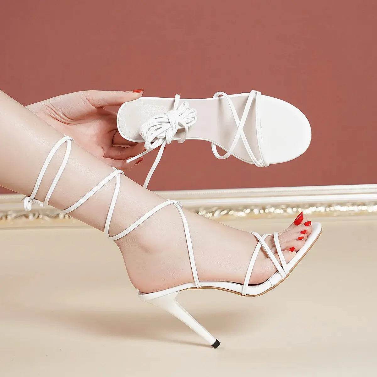 Open Toe Stiletto Sandals - Velveta Studio