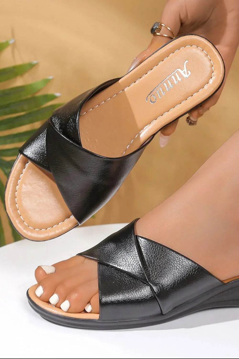 Open Toe Wedge Sandals - Velveta Studio