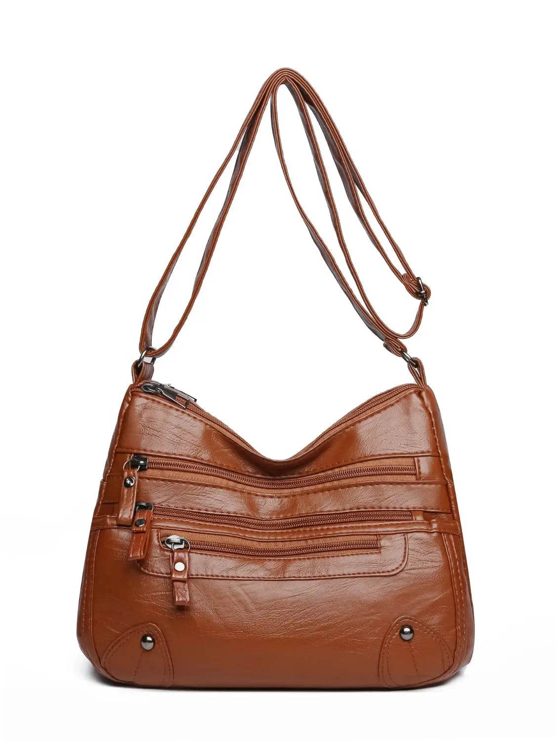 PU Leather Multi Pockets Shoulder Bag - Velveta Studio