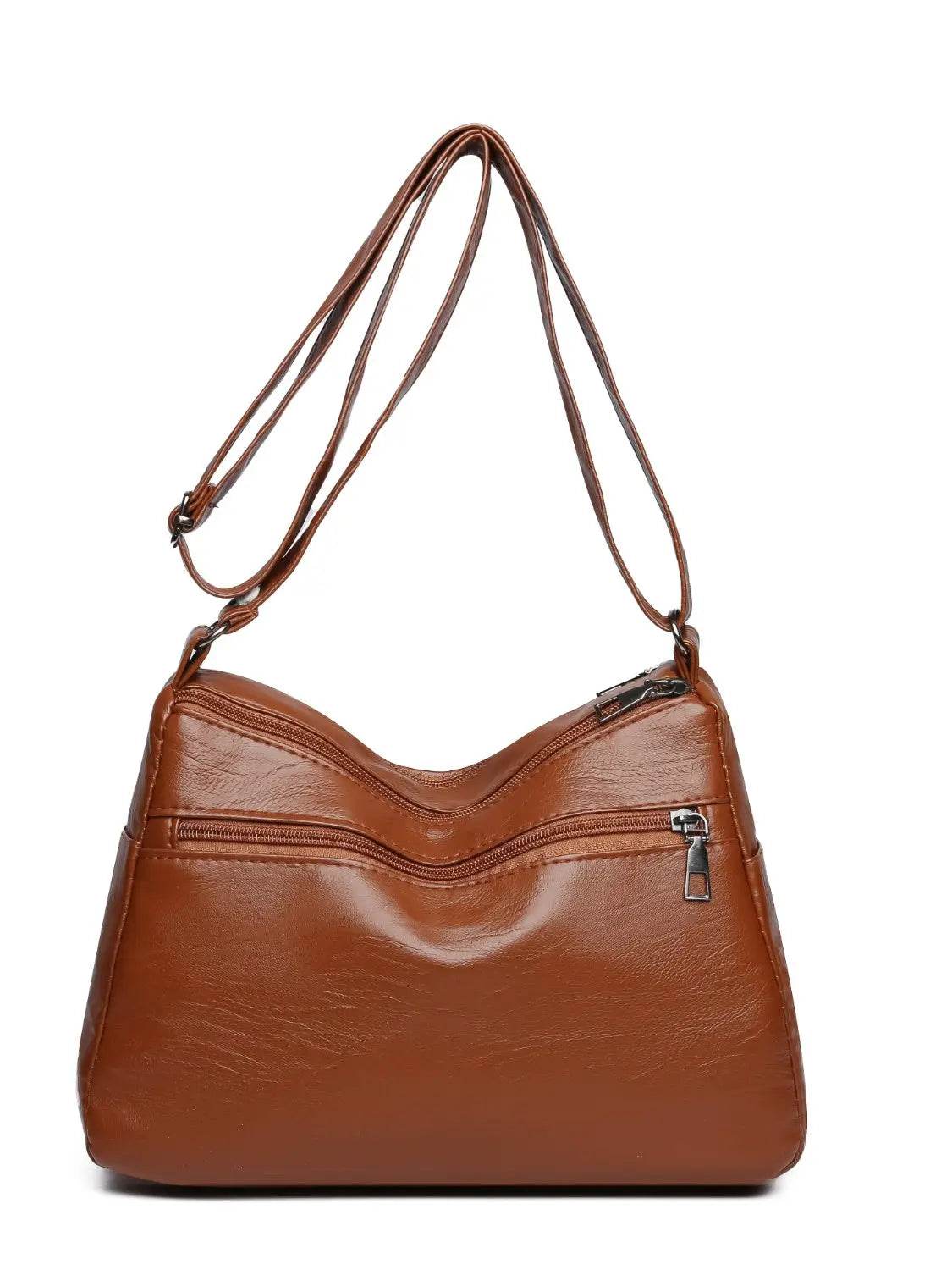 PU Leather Multi Pockets Shoulder Bag - Velveta Studio