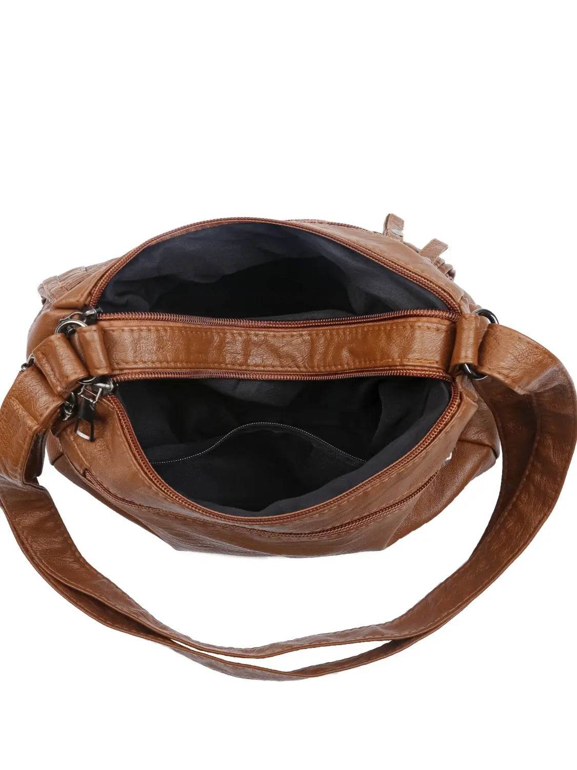 PU Leather Multi Pockets Shoulder Bag - Velveta Studio