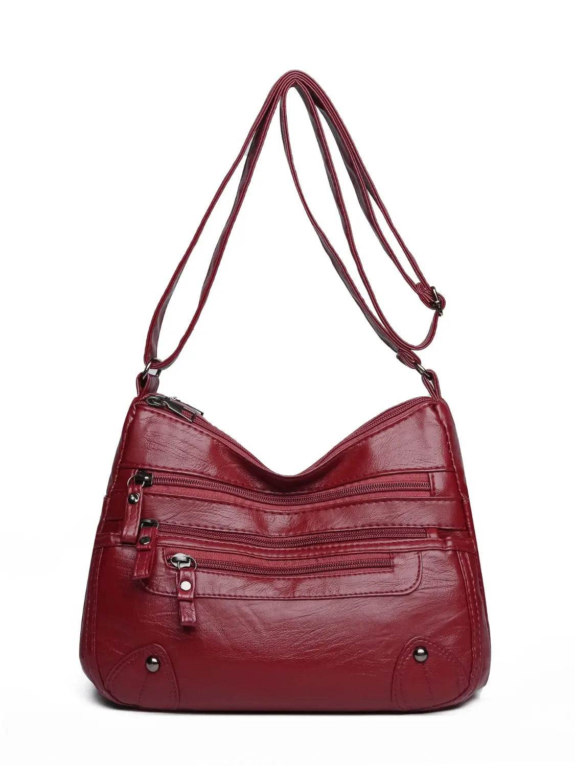 PU Leather Multi Pockets Shoulder Bag - Velveta Studio
