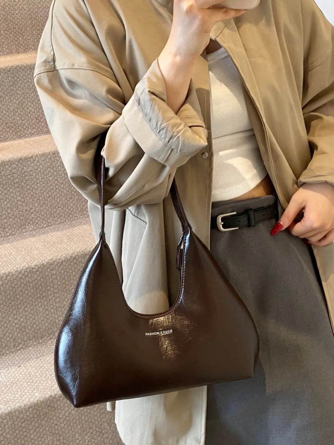 PU Leather Shoulder Bag - Velveta Studio