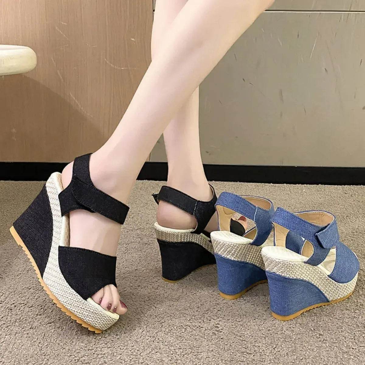 Peep Toe Wedge Sandals - Velveta Studio